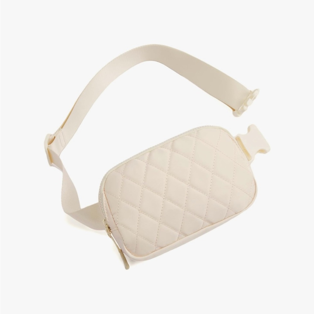 Telena Beige/Cream Quilted Crossbody Bag with Adjustable Strap
